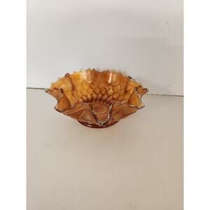 Vintage Dugan Carnival Glass Marigold Candy Dish Pattern Fish Scales 6"